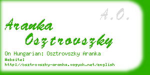 aranka osztrovszky business card